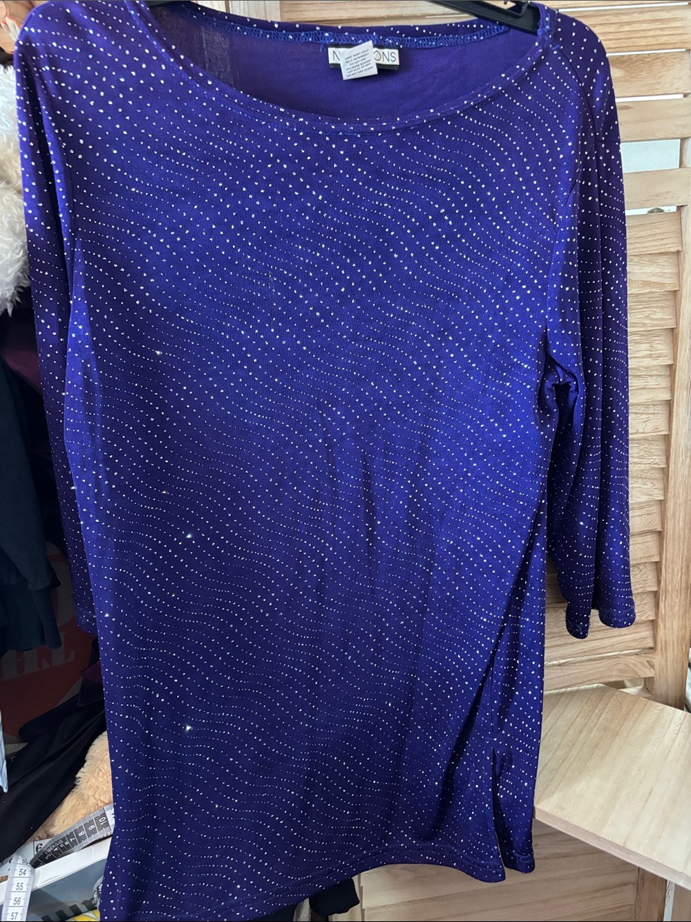 Notations Deep Purple Wave-Look Long Sleeve Top Medium